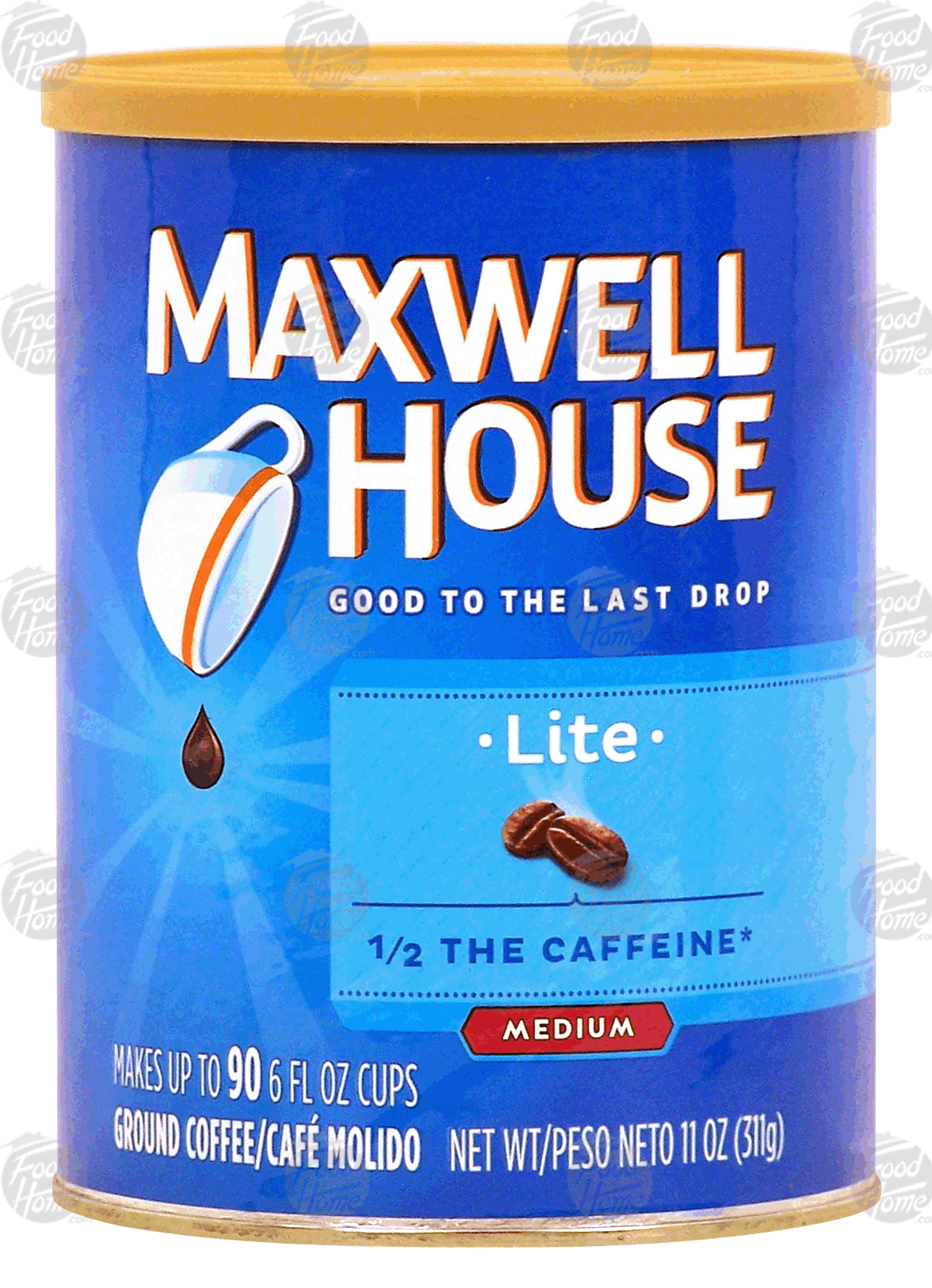 Maxwell House Lite medium roast ground coffee with 1/2 the caffeine, makes 90 6-fl. oz. cups Full-Size Picture